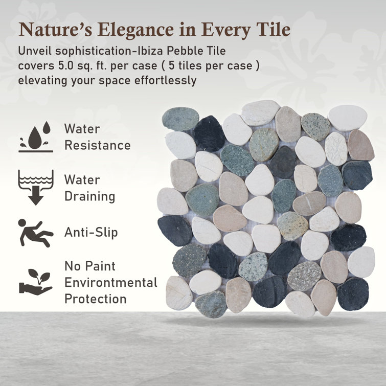 Ibiza 12" x 12" Natural Stone Pebble Mosaic Tile for Kitchen and Bathroom