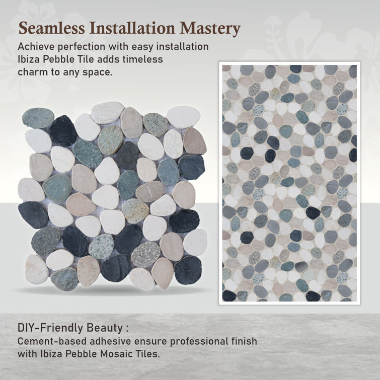 Ibiza 12" x 12" Natural Stone Pebble Mosaic Tile for Kitchen and Bathroom