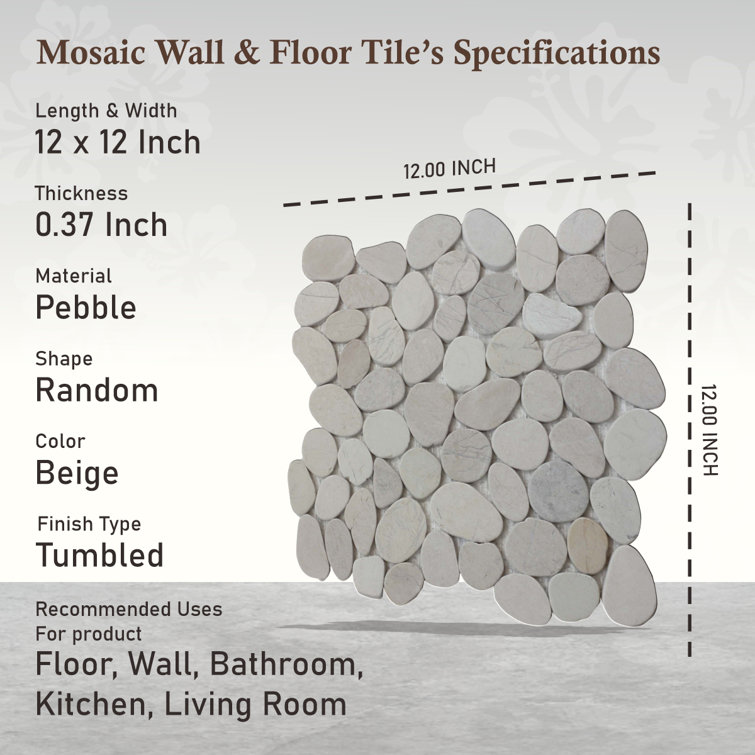 White Natural Stone Pebble Mosaic Tile for Walls and Floors