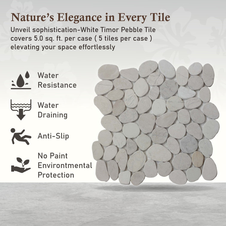 White Natural Stone Pebble Mosaic Tile for Walls and Floors