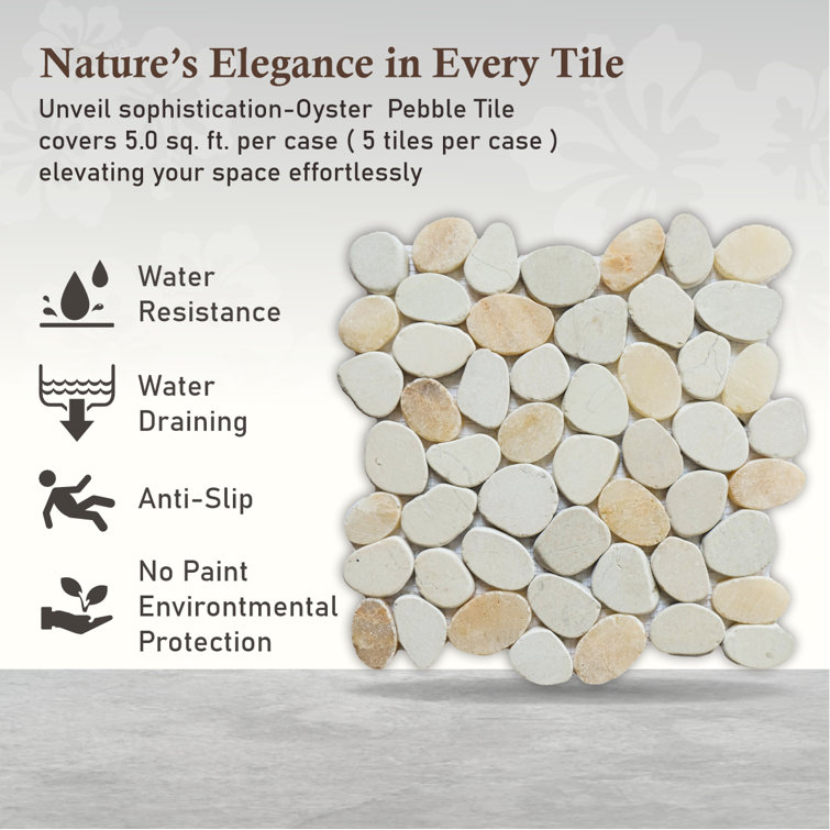 Oyster Natural Stone Pebble Mosaic Tile for Bathroom and Outdoor Deck