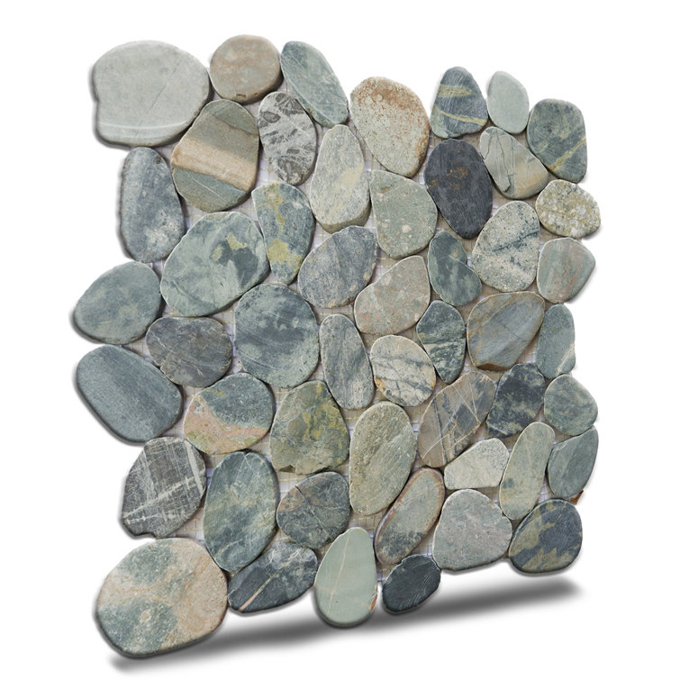 Teal Blue Natural Stone Pebble Mosaic Tile for Bathroom and Outdoor