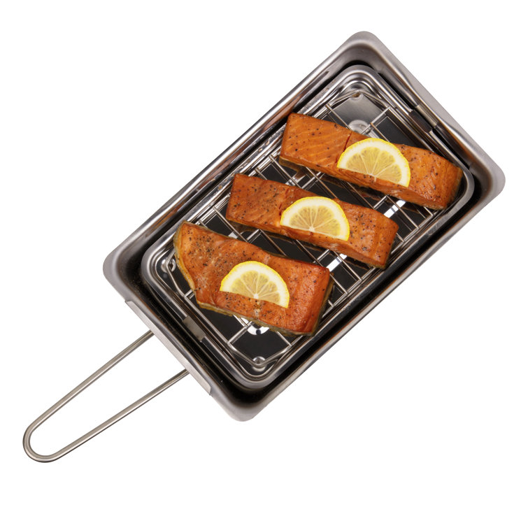 Compact Stainless Steel Stovetop Smoker with Wood Chips and Recipes