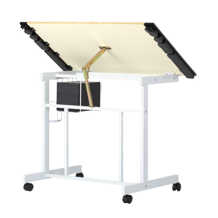 Deluxe White Maple 40'' Craft Station with Adjustable Top & Storage