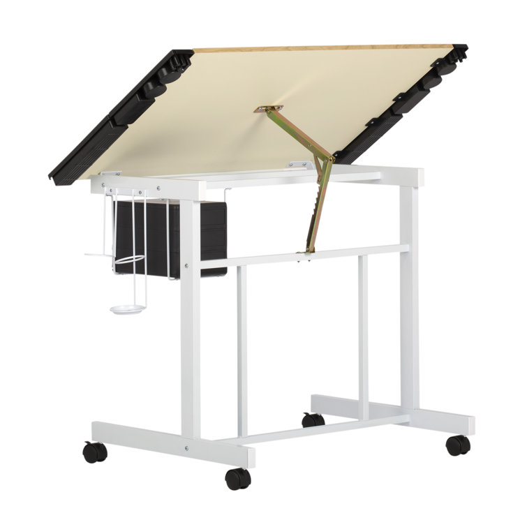 Deluxe White Maple 40'' Craft Station with Adjustable Top & Storage