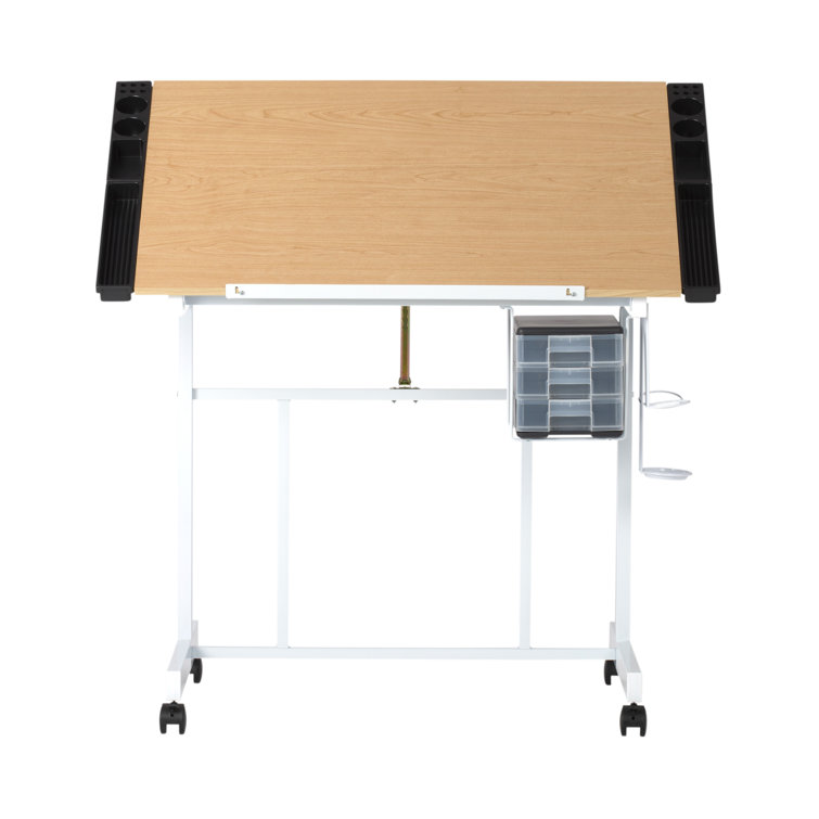 Deluxe White Maple 40'' Craft Station with Adjustable Top & Storage