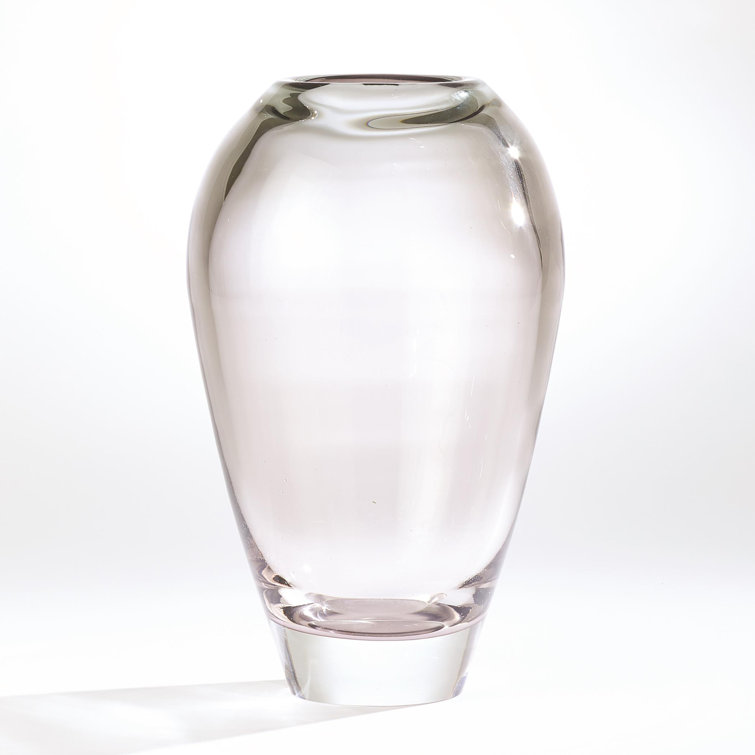 Elegant Clear and Gray Polish Art Glass Decorative Table Vase