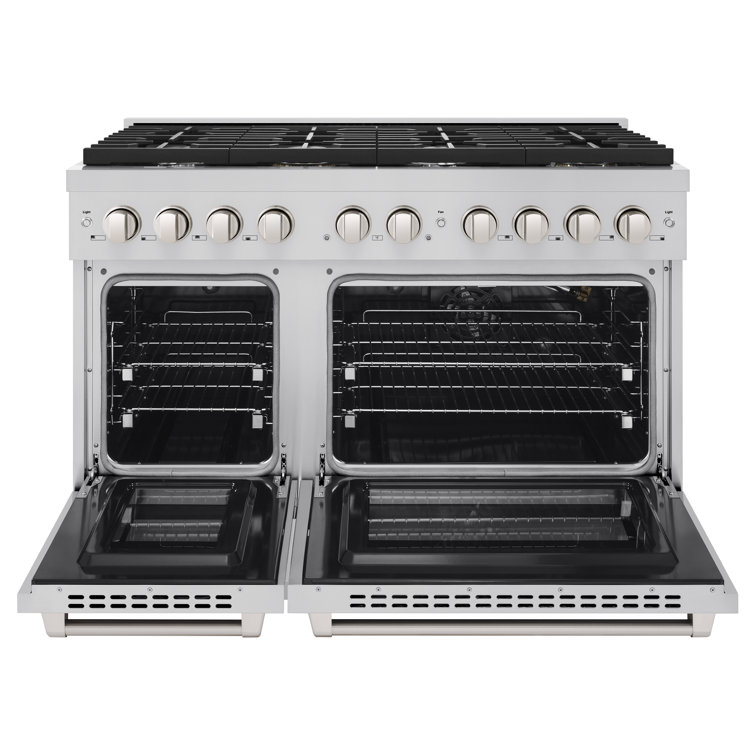 ZLINE 48" Stainless Steel Double Oven Gas Range with 8 Burners