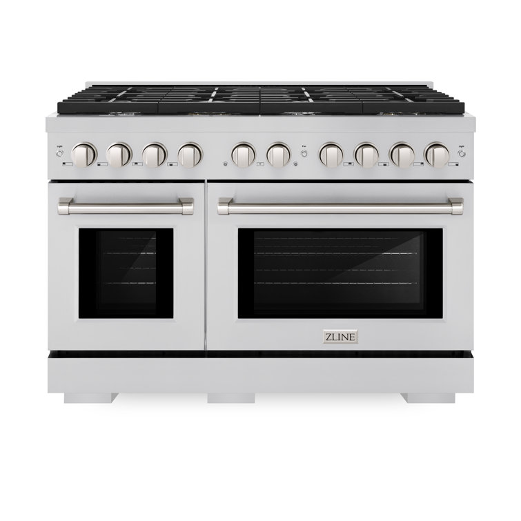 ZLINE 48" Stainless Steel Dual Fuel Range with 8 Burners