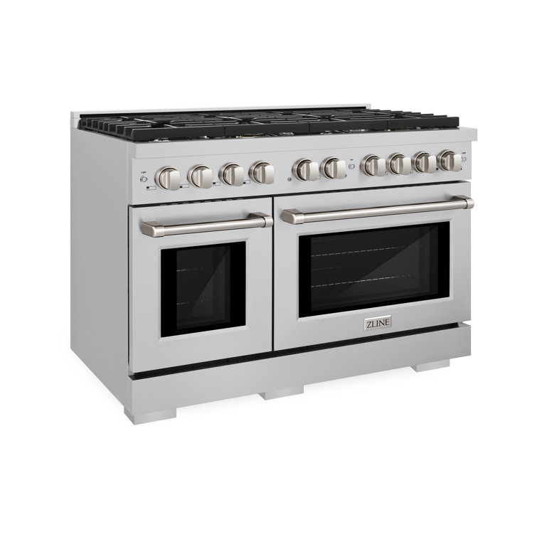 ZLINE 48" Stainless Steel Dual Fuel Range with 8 Burners