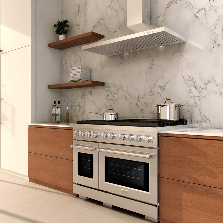 ZLINE 48" Stainless Steel Double Oven Gas Range with 8 Burners