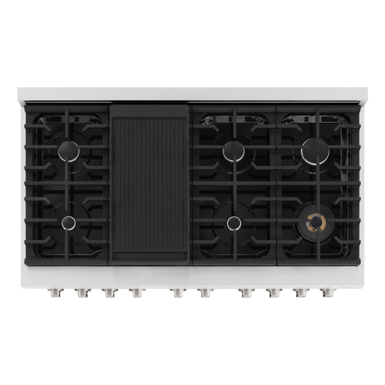 ZLINE 48" Stainless Steel Dual Fuel Range with 8 Burners