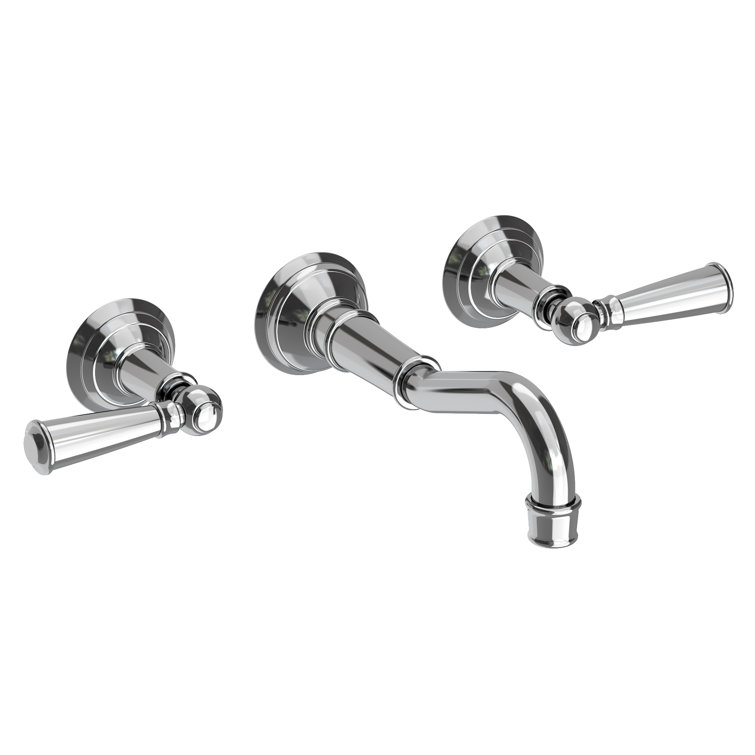 Jacobean Polished Chrome 8" Wall Mount Lavatory Faucet with Lever Handles