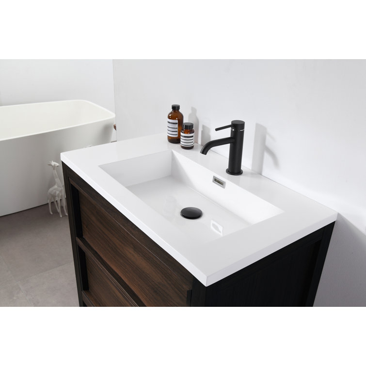 Gonzalo 24'' Dark Walnut Freestanding Single Bathroom Vanity