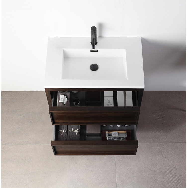 Gonzalo 24'' Dark Walnut Freestanding Single Bathroom Vanity