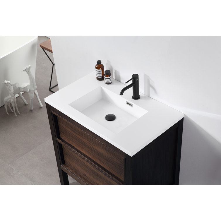 Gonzalo 24'' Dark Walnut Freestanding Single Bathroom Vanity