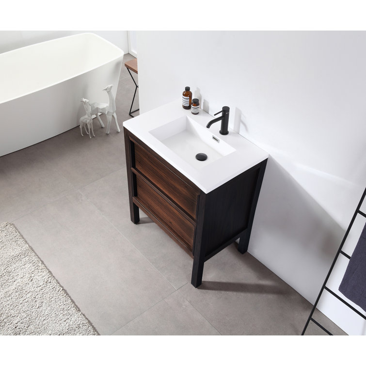 Gonzalo 24'' Dark Walnut Freestanding Single Bathroom Vanity