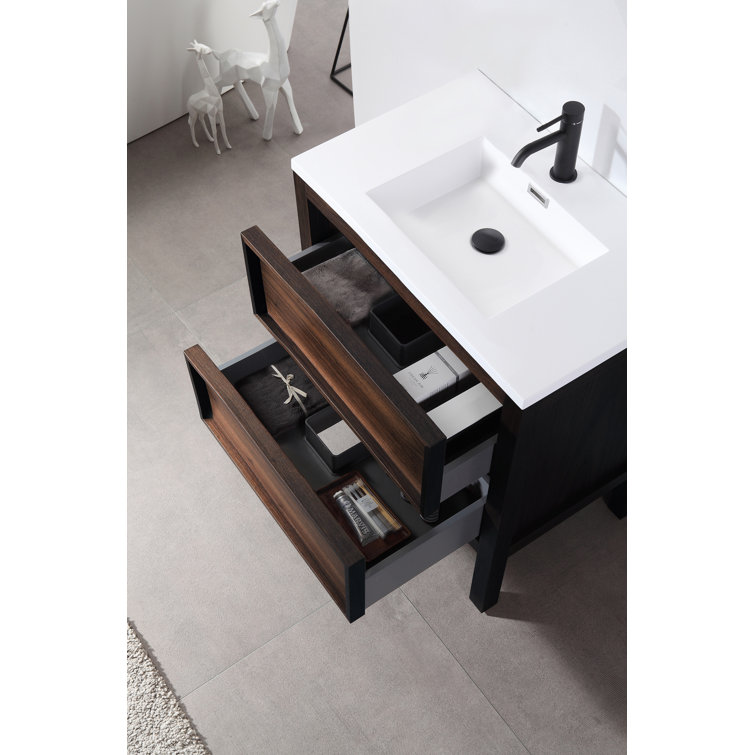 Gonzalo 24'' Dark Walnut Freestanding Single Bathroom Vanity