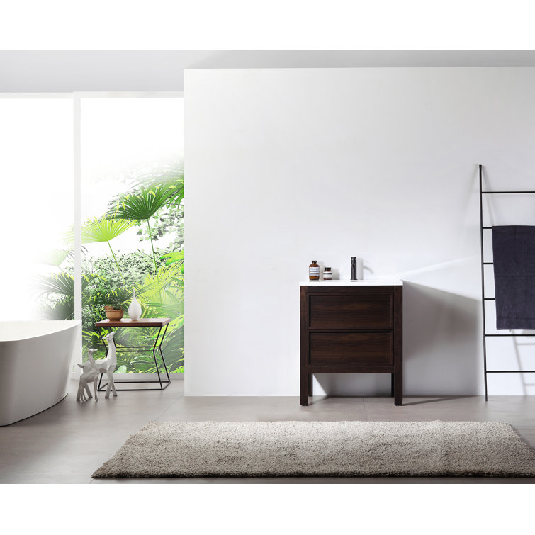 Gonzalo 24'' Dark Walnut Freestanding Single Bathroom Vanity