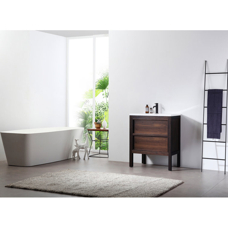 Gonzalo 24'' Dark Walnut Freestanding Single Bathroom Vanity