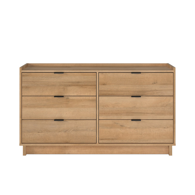 Prepac Modern Double Oak Dresser with Flush-Mount Drawers