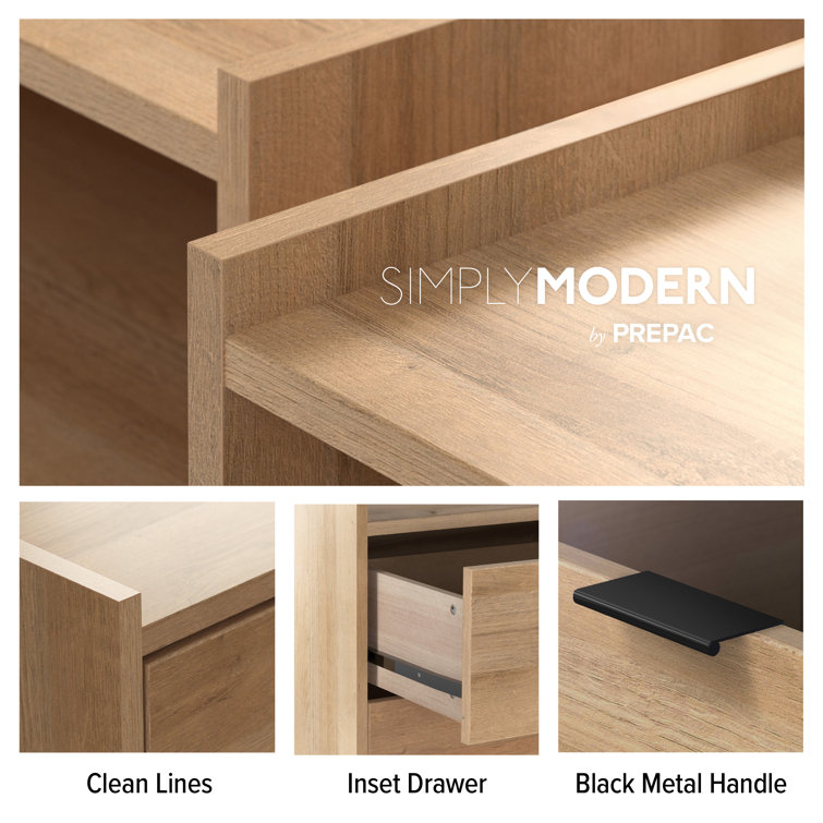 Prepac Modern Double Oak Dresser with Flush-Mount Drawers