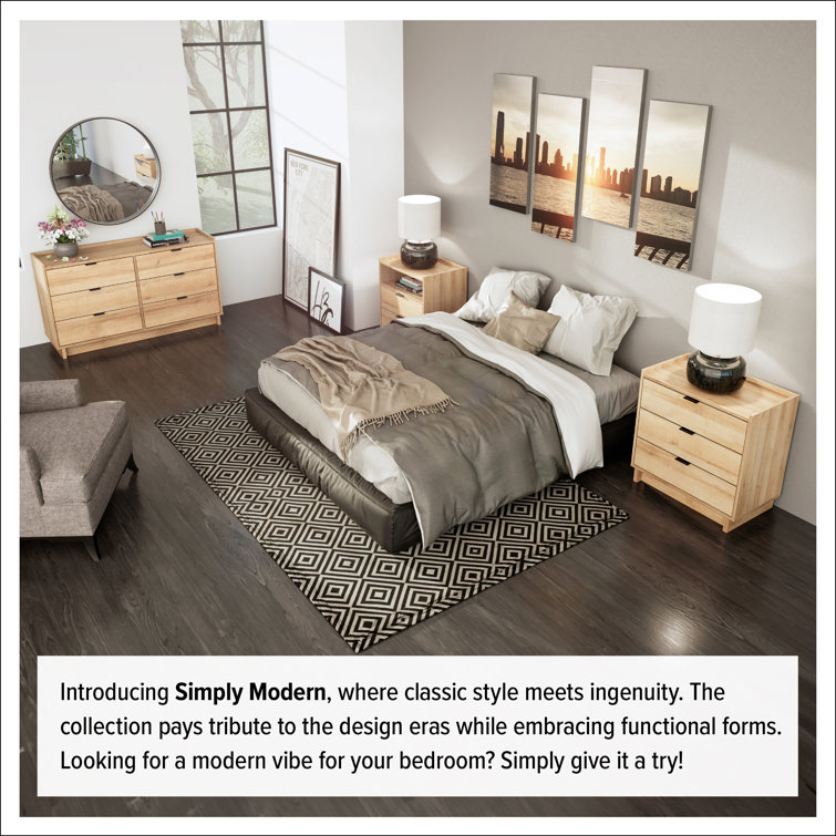 Prepac Modern Double Oak Dresser with Flush-Mount Drawers