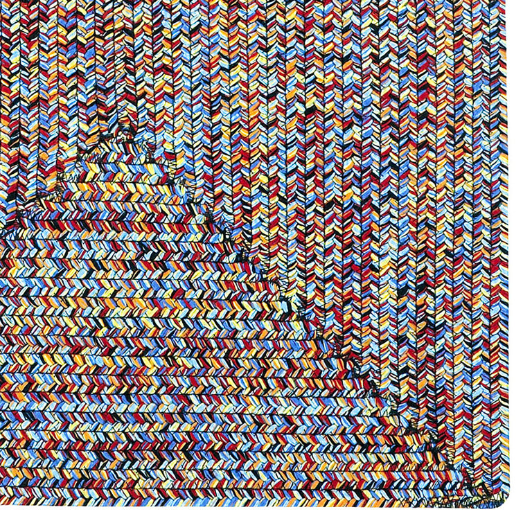 Handmade Multicolor Synthetic Braided Runner Rug, 27" x 108"