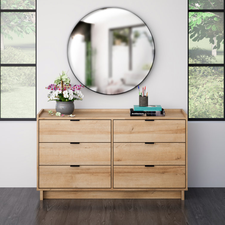 Prepac Modern Double Oak Dresser with Flush-Mount Drawers