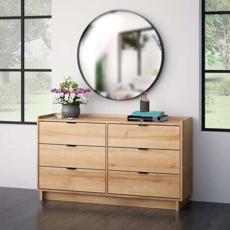 Prepac Modern Double Oak Dresser with Flush-Mount Drawers