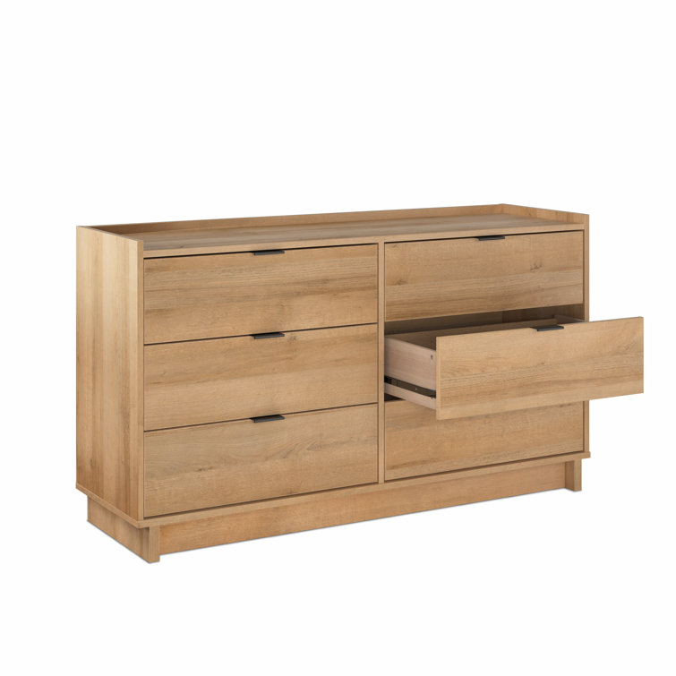 Prepac Modern Double Oak Dresser with Flush-Mount Drawers