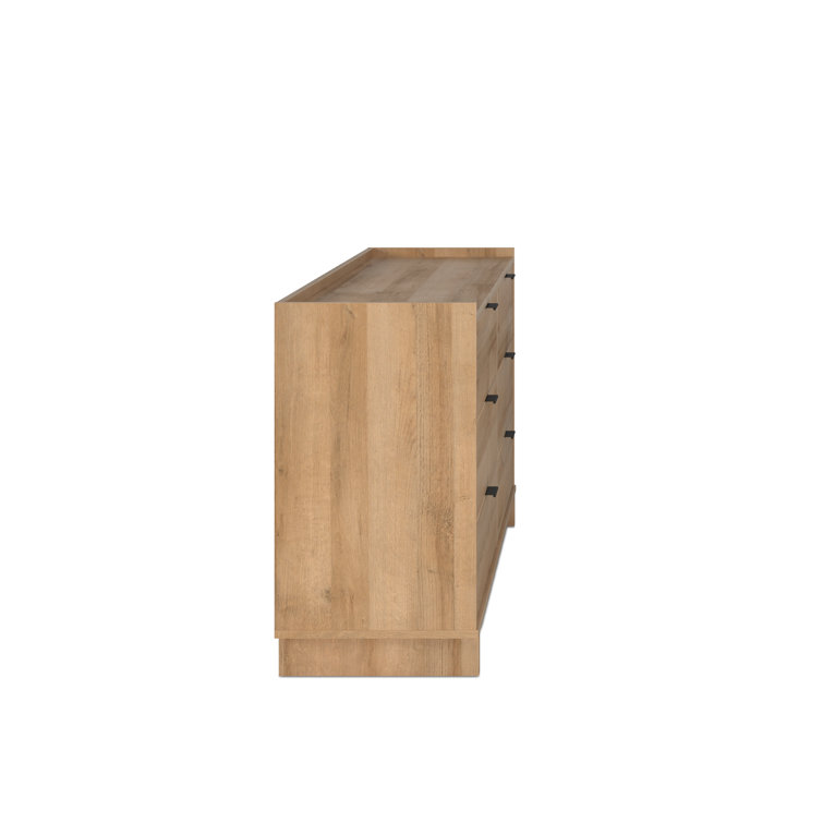 Prepac Modern Double Oak Dresser with Flush-Mount Drawers
