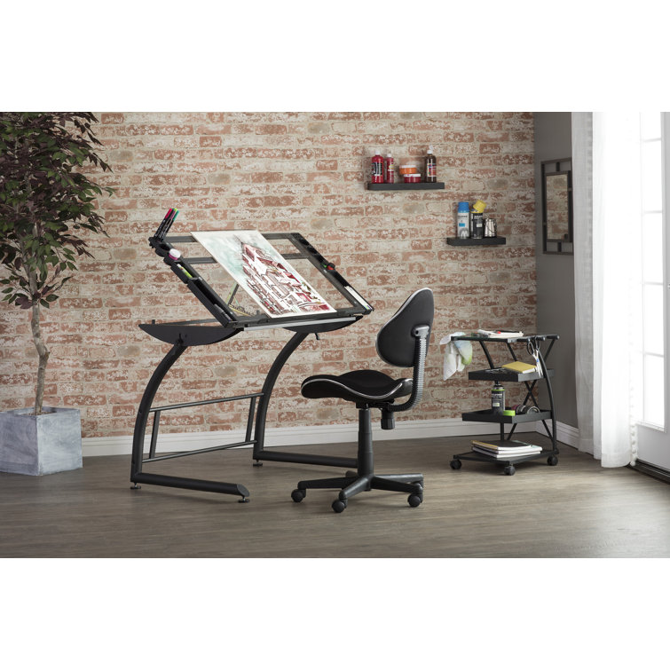 Mode Black Armless Swivel Task Chair with Adjustable Height