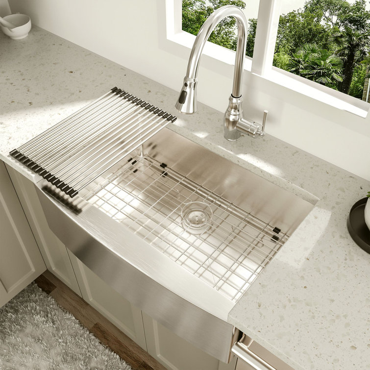 33'' Brushed Nickel Stainless Steel Farmhouse Kitchen Sink