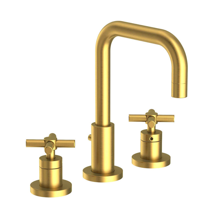 East Square Satin Brass Widespread Bathroom Faucet with Drain