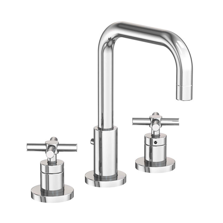 Polished Chrome Widespread Bathroom Faucet with Drain Assembly