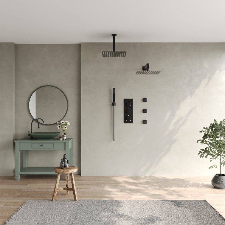 Matte Black Dual Showerheads with Thermostatic Valve