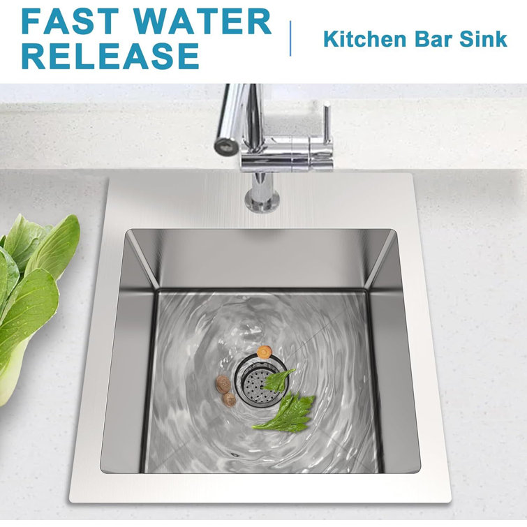 15'' Square Drop-In Stainless Steel Single Bowl Kitchen Sink