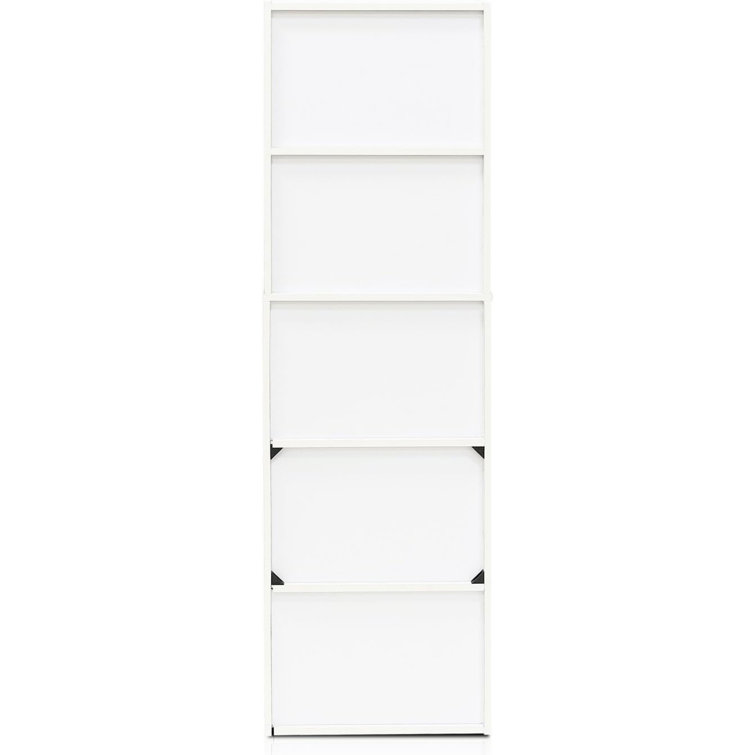 Sleek 5-Tier White Engineered Wood Open Shelf Bookcase