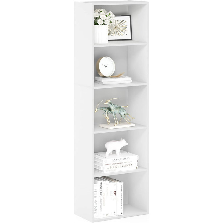 Sleek 5-Tier White Engineered Wood Open Shelf Bookcase