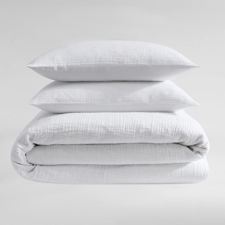 White Queen Cotton Duvet Cover Set with Shams