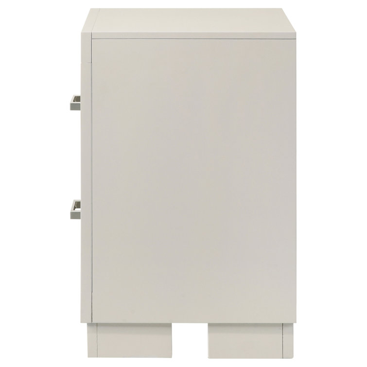 Sleek Modern White Solid Wood 2-Drawer Nightstand