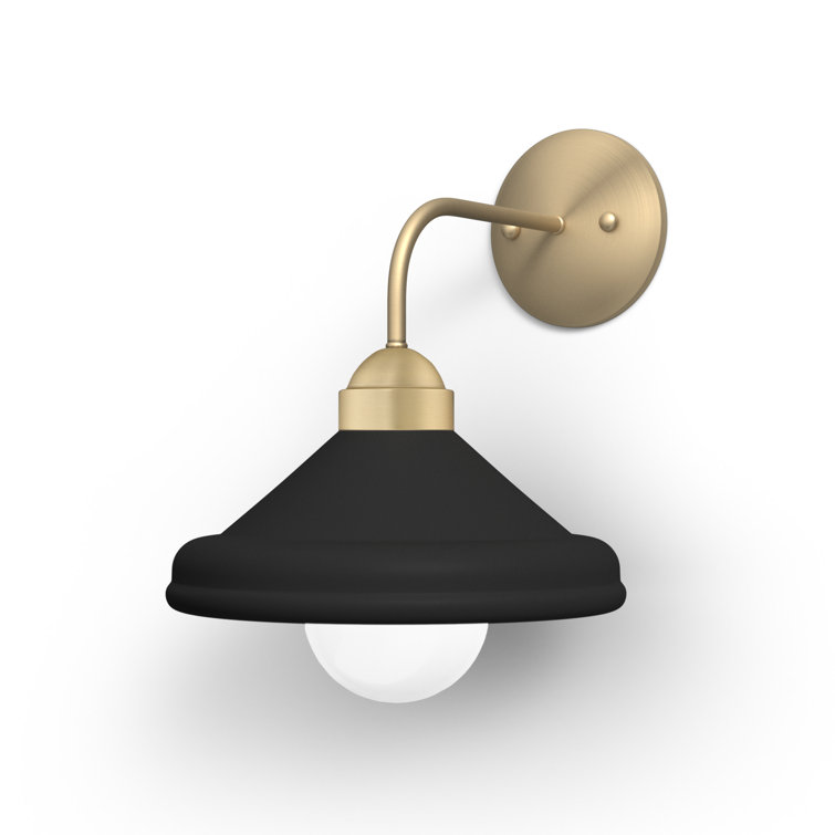 Matte Black and Gold Leaf Dimmable Wall Sconce