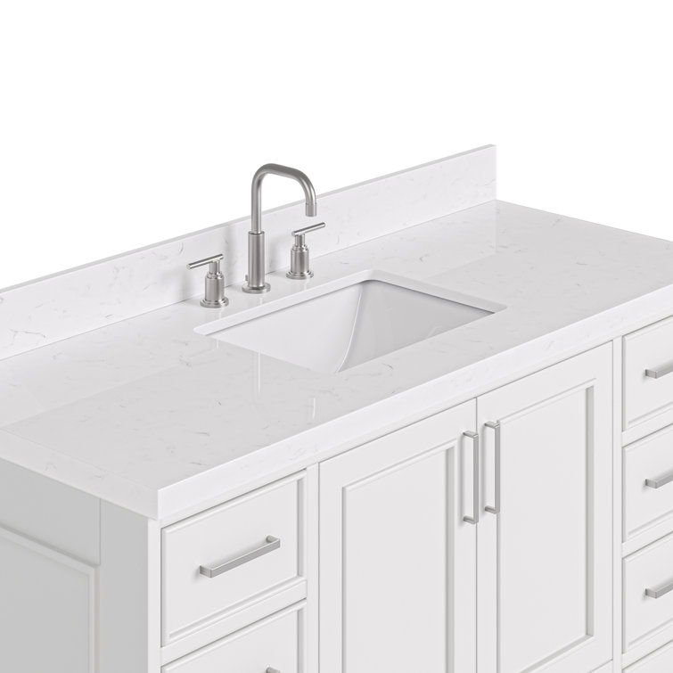 Stafford 54" White Freestanding Bathroom Vanity with Carrara Quartz Top