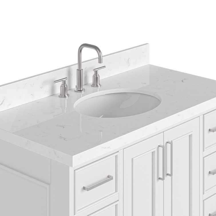 Stafford 42'' White Freestanding Single Bathroom Vanity with Marble Top