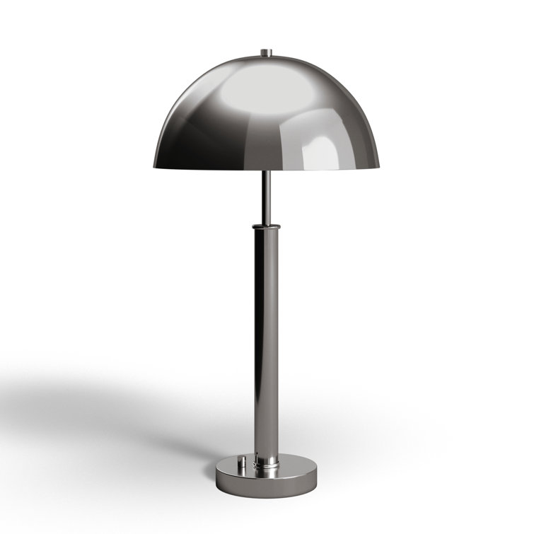 Nickel and White Metal Dome Table Lamp