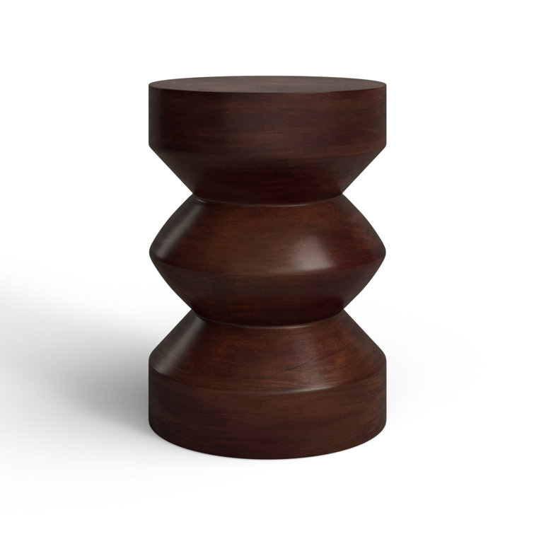 Walnut Brown Solid Mango Wood Round End Table