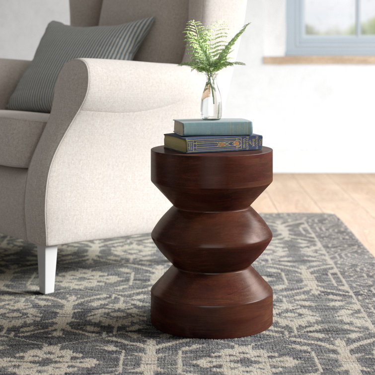 Walnut Brown Solid Mango Wood Round End Table
