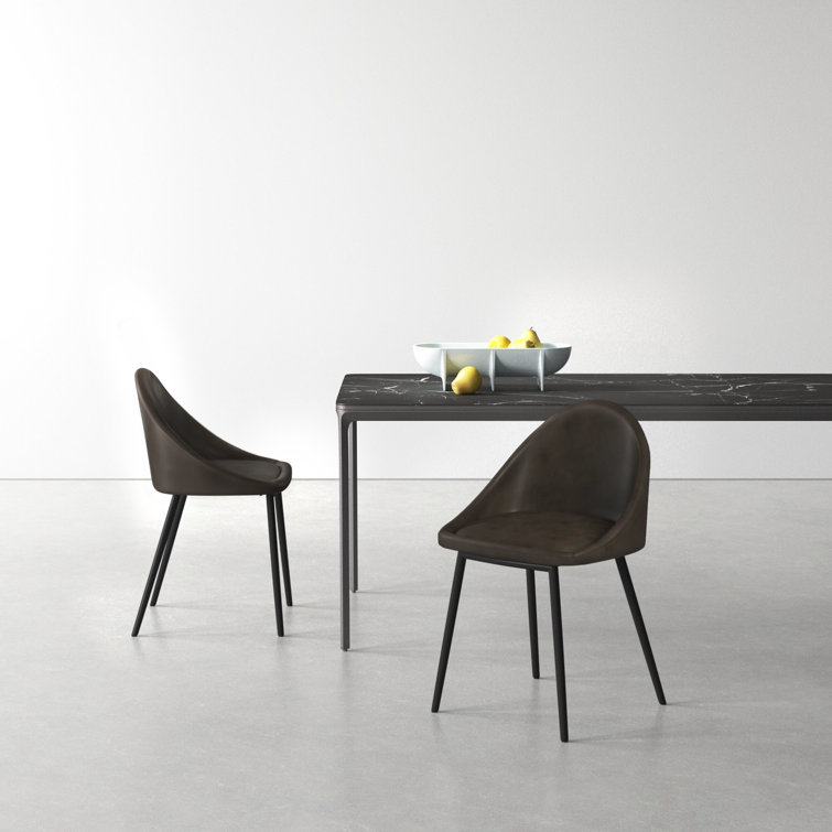 Tobacco Faux Leather Low Back Metal Side Chair Set