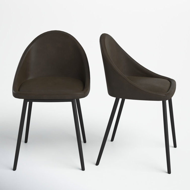 Tobacco Faux Leather Low Back Metal Side Chair Set